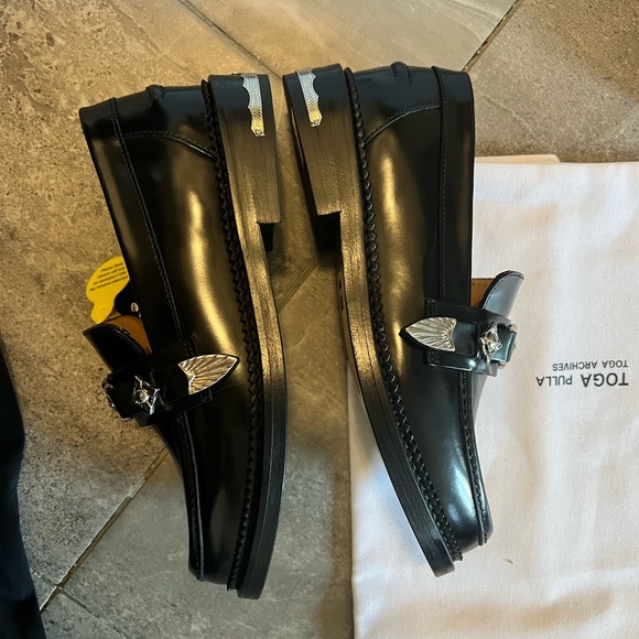 Toga Pulla Stud Embellished Round Toe Loafers IT37.5 NEW Leather - Picture 5 of 6